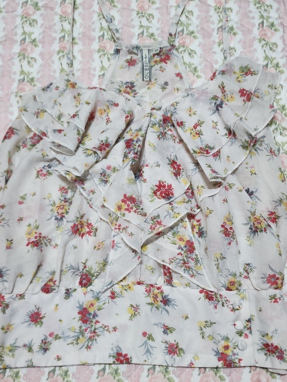 GUESS 💕 Floral Ruffle Cami XS - Picture 2 of 12